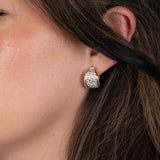 Weave Design Huggie Hoop Earrings, Sterling Silver with Yellow Gold Plating