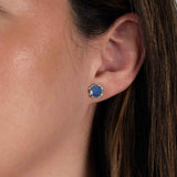 Sapphire Stud Earrings, 7 MM, Sterling Silver
