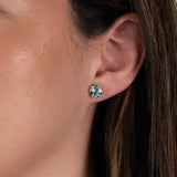Round Emerald Stud Earrings, Sterling Silver