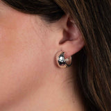 Textured Wide Huggie Hoop Earrings, Sterling Silver