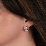 Satellite Pattern Huggie Hoop Earrings, Sterling Silver