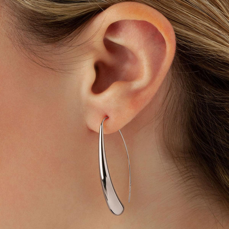 Sleek Elongated Drop Earrings, Sterling Silver