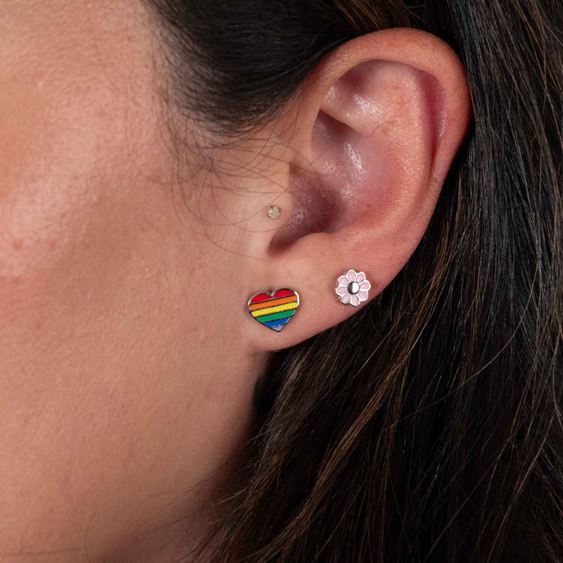 Colorful Stud Earrings, Set of 3, Sterling Silver
