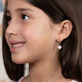 Heart Dangle Hoop Earrings, Sterling Silver and Rose Gold Plating