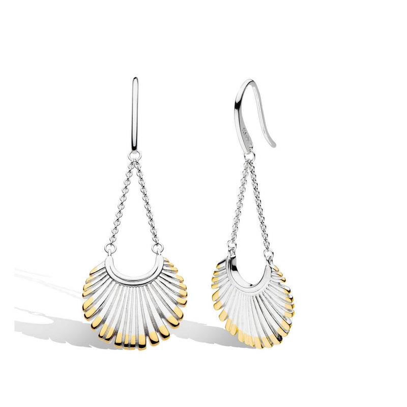 Golden Fan Chandelier Earrings, Sterling and Gold Plating