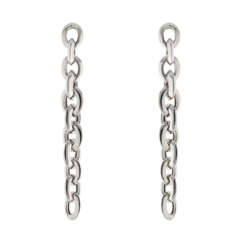 Oval Links Dangle Earrings, Sterling Silver
