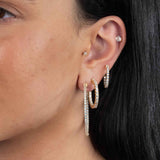 Inside Out CZ Hoop Earrings, 1.70 Inches, Gold Plated