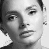 'X' Design Hoop Earrings, Sterling Silver