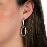 Oval Loop Dangle Earrings, Sterling Silver