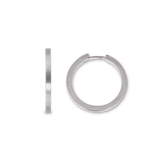 Matte Huggie Hoop Earrings, .75 Inch, Sterling Silver