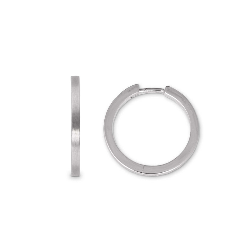 Matte Huggie Hoop Earrings, .75 Inch, Sterling Silver