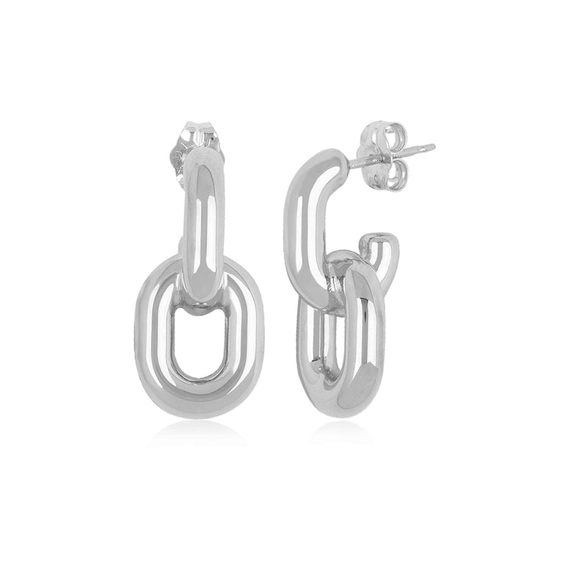 Puffy Oval Link Earrings, Sterling Silver