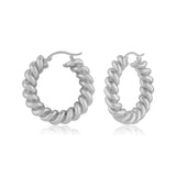 Spiral Twist Hoop Earrings, 1 Inch, Sterling Silver