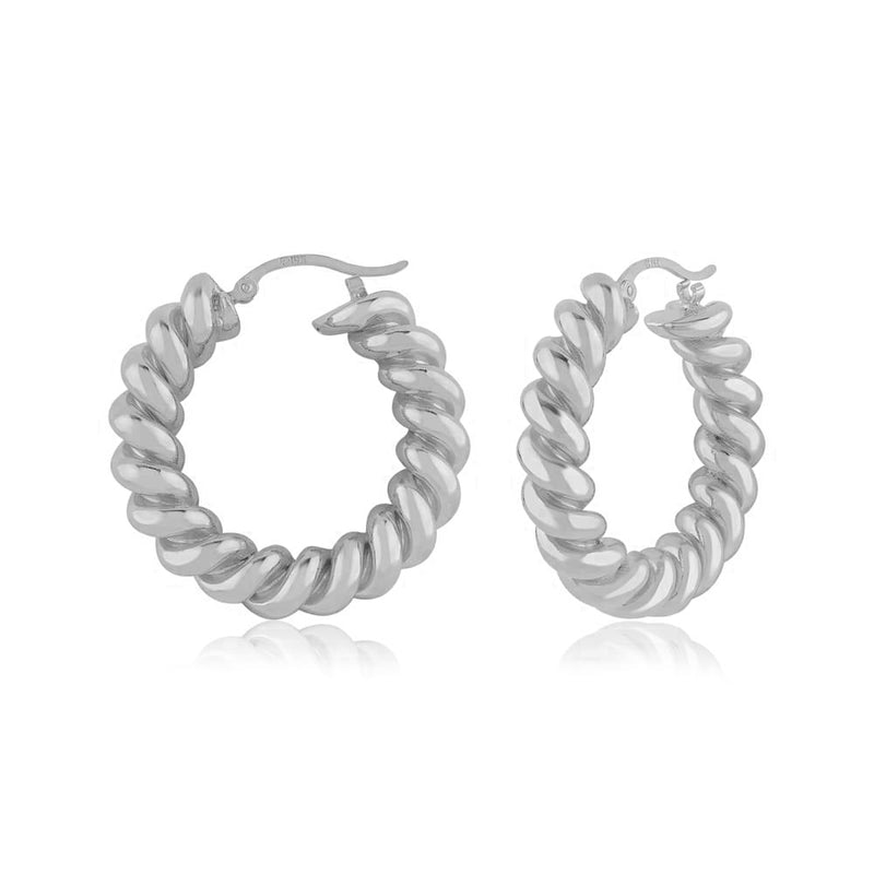 Spiral Twist Hoop Earrings, 1 Inch, Sterling Silver