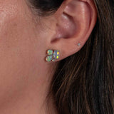 Cabochon Opal Cluster Earrings, Sterling Silver