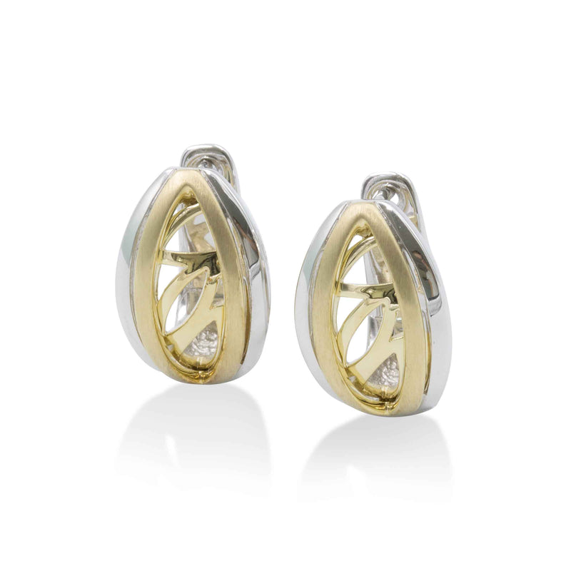 Marquise Shape Earrings, Gold Plated Sterling Silver