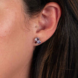 Multi Gemstone Earrings with Diamond Accent, Sterling Silver