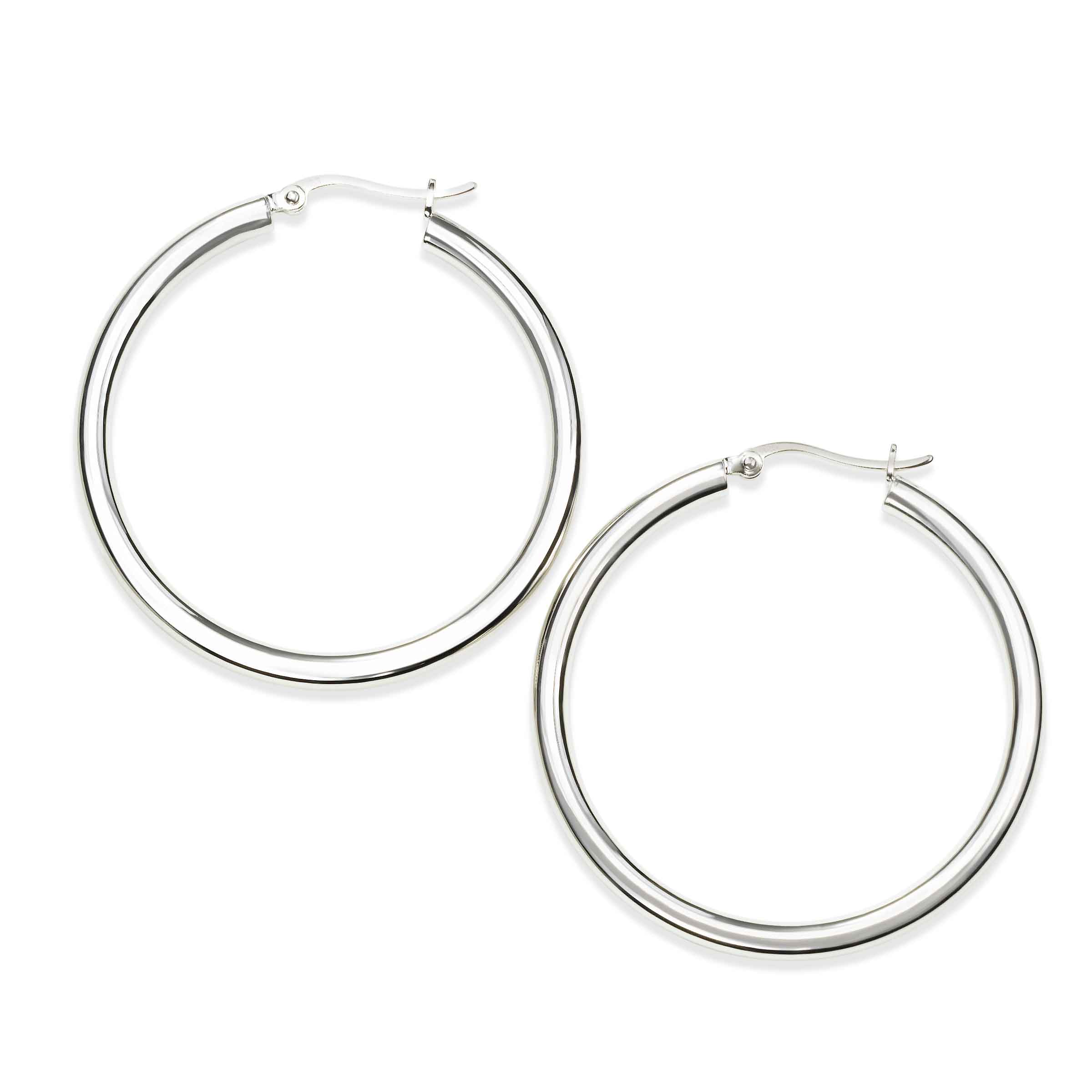 1.75″ Sterling Silver Hoop Earrings (Swivel-Bar Closure) – EFG Designs