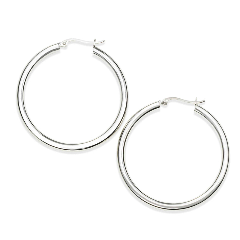 Hoop Earrings, 1.75 Inches, Sterling Silver