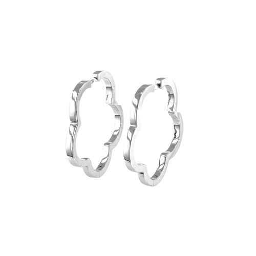 Scalloped Hoop Earrings, .75 Inch, Sterling Silver