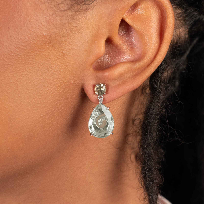 Mint Green Prasiolite Drop Earrings, Sterling Silver