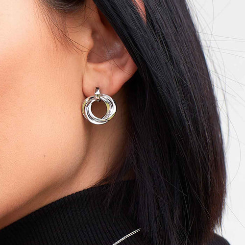 Trilogy Link Stud Earrings, Sterling Silver