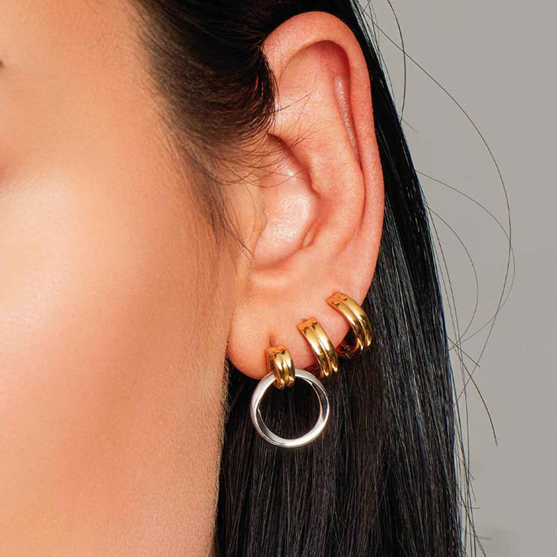 Doorknocker Style Drop Earrings, Gold Plated Silver