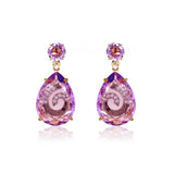 Purple Amethyst Drop Earrings, 18K Yellow Gold Plated