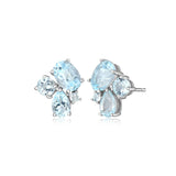Pale Swiss Blue Topaz Cluster Earrings, Sterling Silver