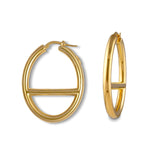 Large Oval Hoop Earrings, Gold Plated