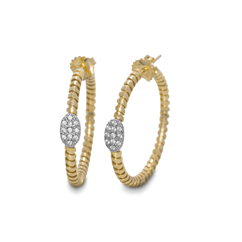 Hoop Earrings with CZ Detail, Gold Plated Over Sterling