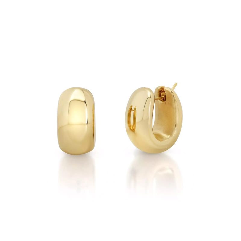 Puffy Huggie Hoop Earrings, Gold Plated