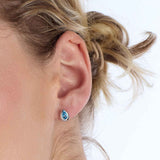 Blue Topaz Teardrop Earrings, Sterling Silver