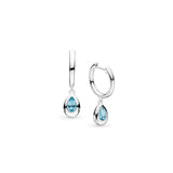 Blue Topaz Teardrop Drop Earrings, Sterling Silver