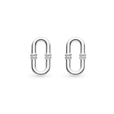 Marina Rope Bar Link Earrings, Sterling Silver