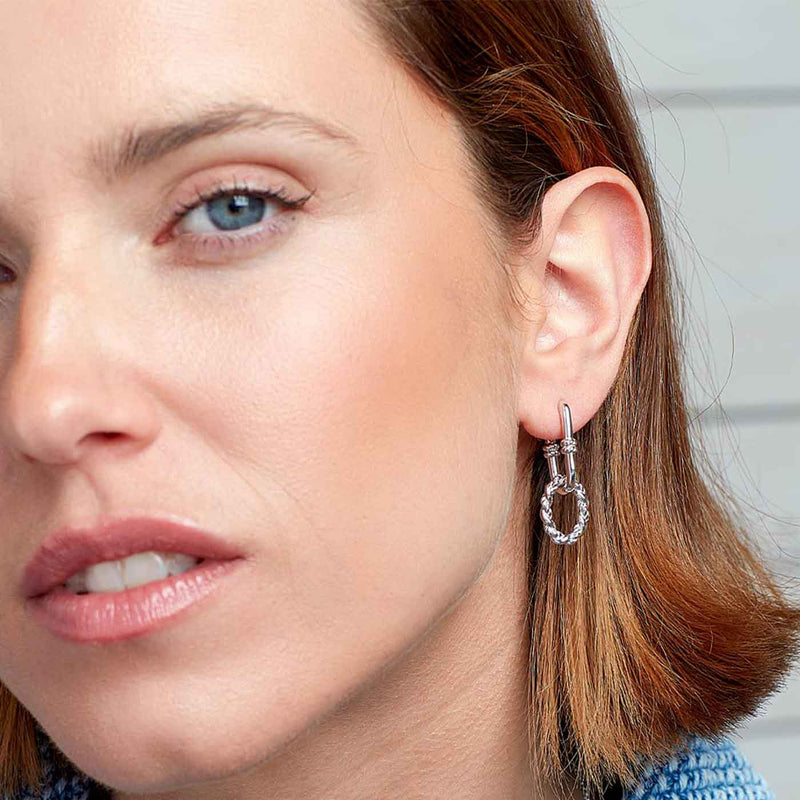 Marina Rope Bar Link Duo Hoop Earrings, Sterling Silver