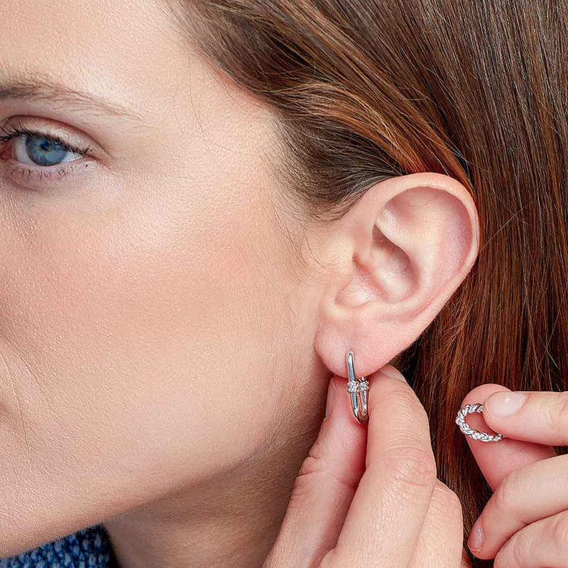 Marina Rope Bar Link Duo Hoop Earrings, Sterling Silver