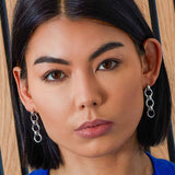Bevel Unity Trio Dangle Earrings, Sterling Silver