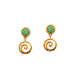 Chrysoprase Swirl Drop Earrings, 24 Karat Vermeil