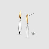 Glint Golden Two Tone Drop Earrings, Gold Plated Silver