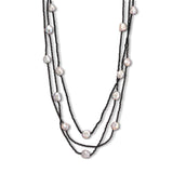 Black Spinel Triple Strand Necklace with Keshi Pearls