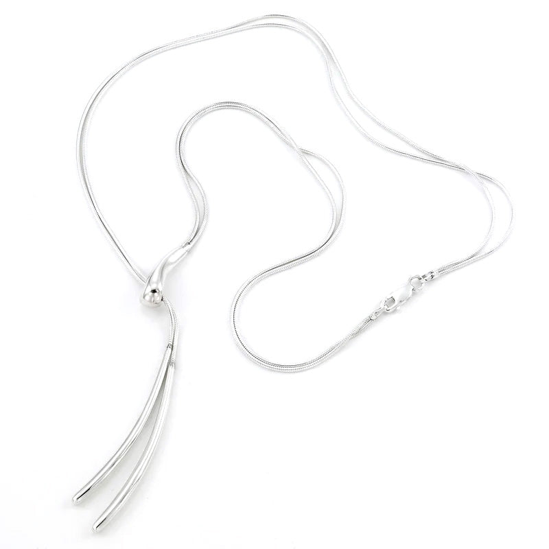 Double Snake Chain Lariat, Sterling Silver, by Sharelli