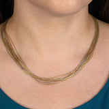 Tricolor Multi-Strand Chain Necklace, Sterling with Gold Plating