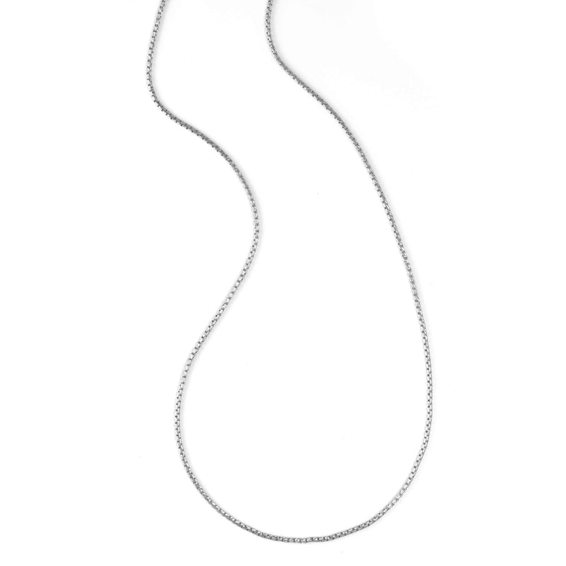 Round Box Chain, 16, 18 or 22 Inches, Sterling with Rhodium Plating