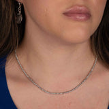 Small Bead Necklace, Sterling Silver with Rhodium Plating