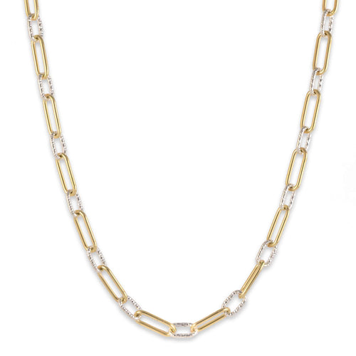 Two Tone Paperclip Necklace, Sterling and Gold Filled