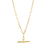 Paperclip Toggle Drop Necklace, 18 Inches, Vermeil