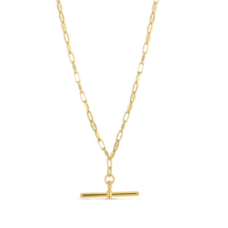Paperclip Toggle Drop Necklace, 18 Inches, Vermeil