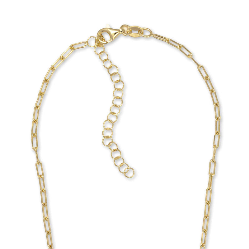 Heart Drop Paperclip Necklace, Yellow Gold Plated