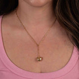 Heart Drop Paperclip Necklace, Yellow Gold Plated